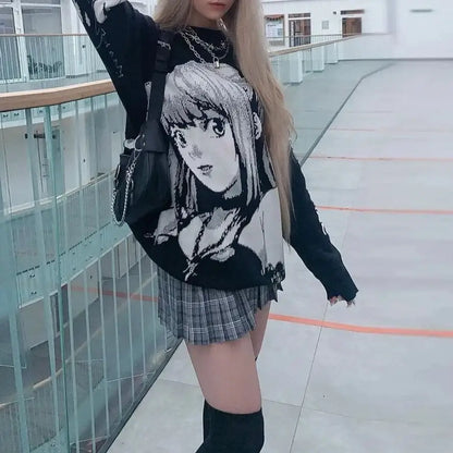 Suéter retro de chica anime