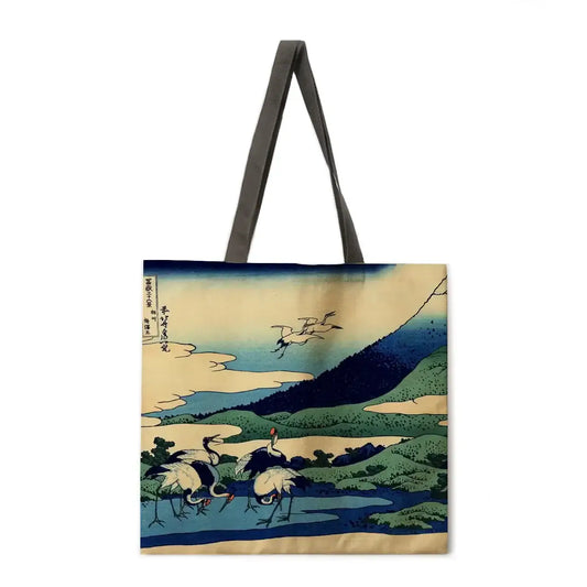 Ukiyo-e Cranes Tote Bag