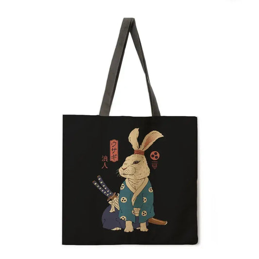 Conejo Samurai Bolsa de tela