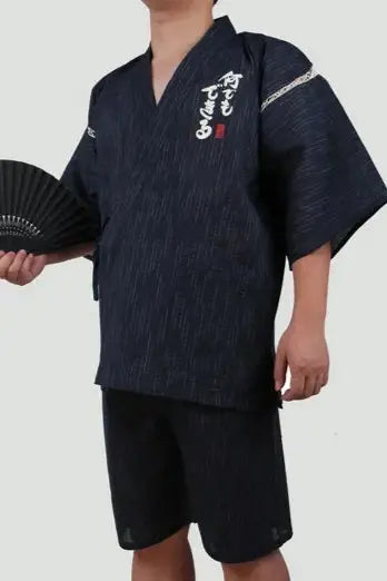 Jinbei tradizionale pesce drago blu Kanji