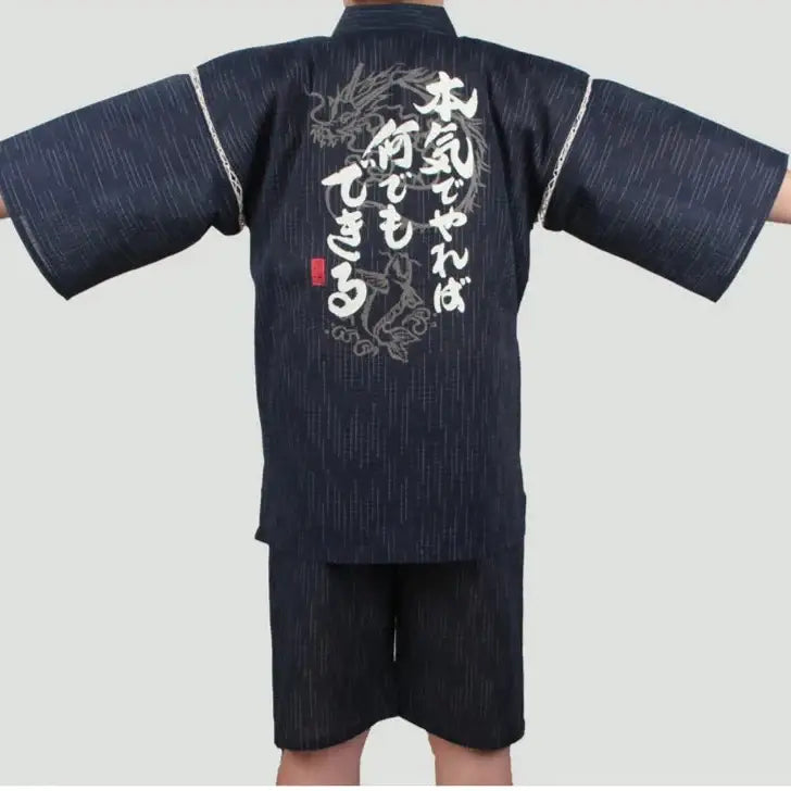 Jinbei tradizionale pesce drago blu Kanji