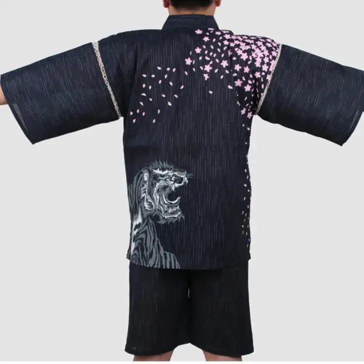 Tigre Sakura bleu traditionnel Jinbei