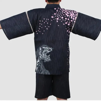 Traditional Blue Sakura Tiger Jinbei