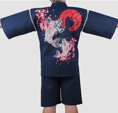 Navy Blue Sakura Koi Fish Jinbei