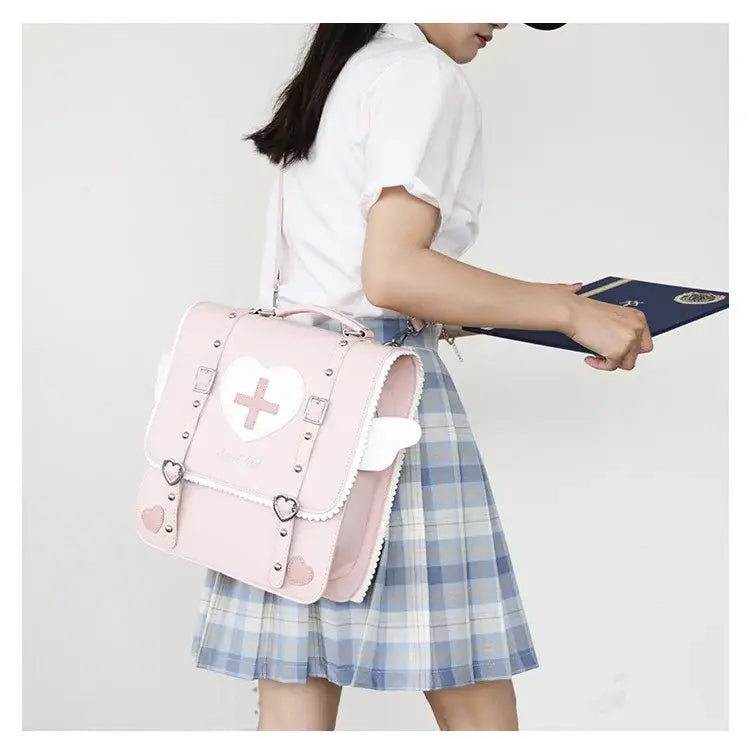 Pink Lolita Wing Heart Backpack