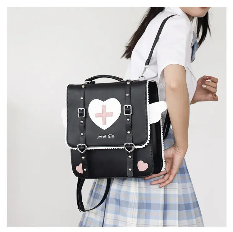 Black Lolita Wing Heart Backpack