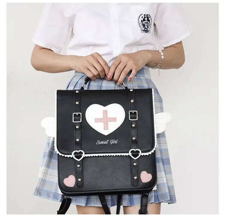 Black Lolita Wing Heart Backpack