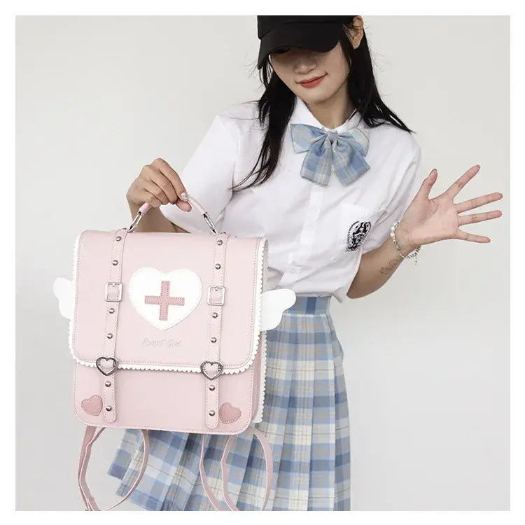 Pink Lolita Wing Heart Backpack