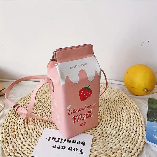 Strawberry Milk Box Crossbody Bag