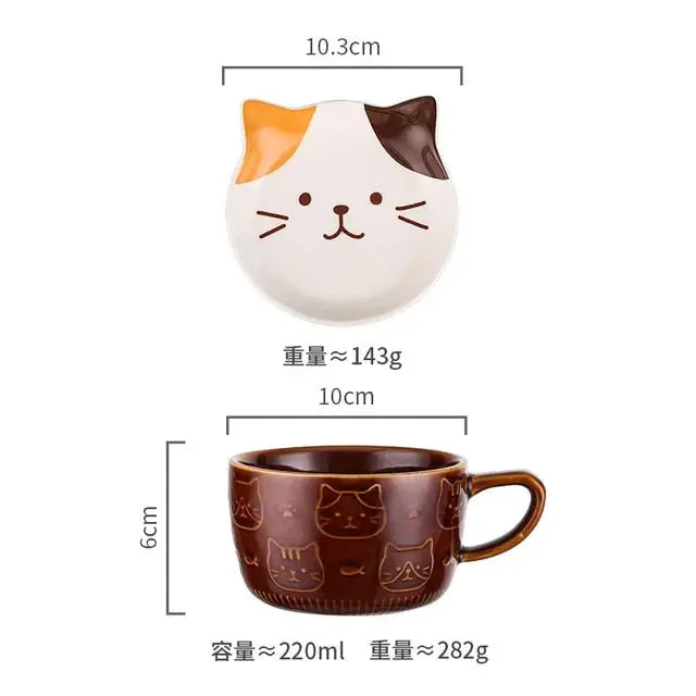 Creative Cat Mug with Lid Plate