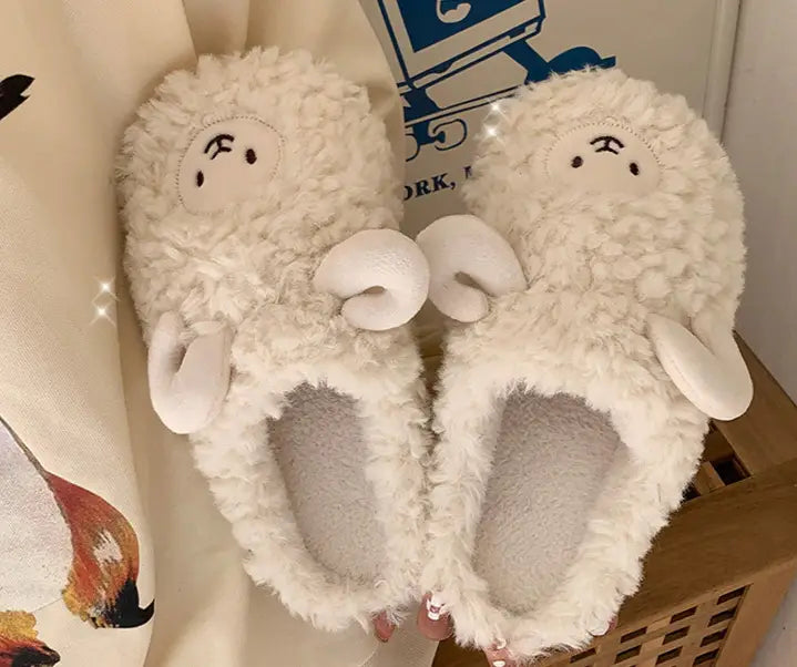 Fluffy White Sheep Kawaii Slippers