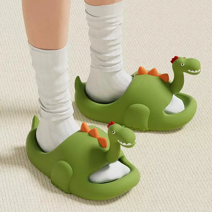 Dark Green 3D Dinosaur Kawaii Slippers