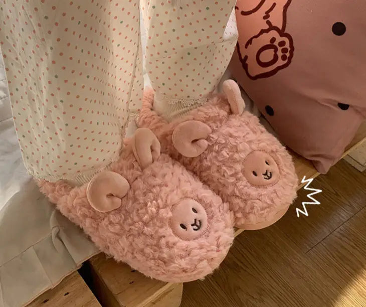 Fluffy Pink Sheep Kawaii Slippers