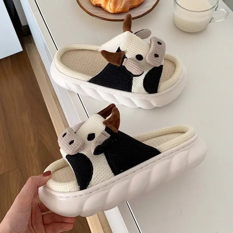 Cute White Cow Kawaii Slippers