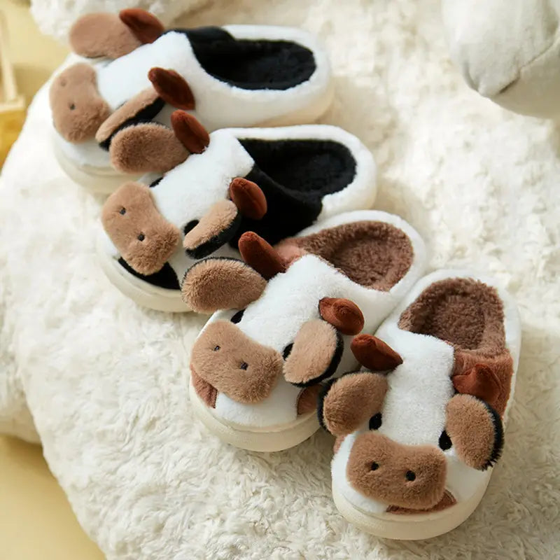 Fluffy White Cow Kawaii Slippers