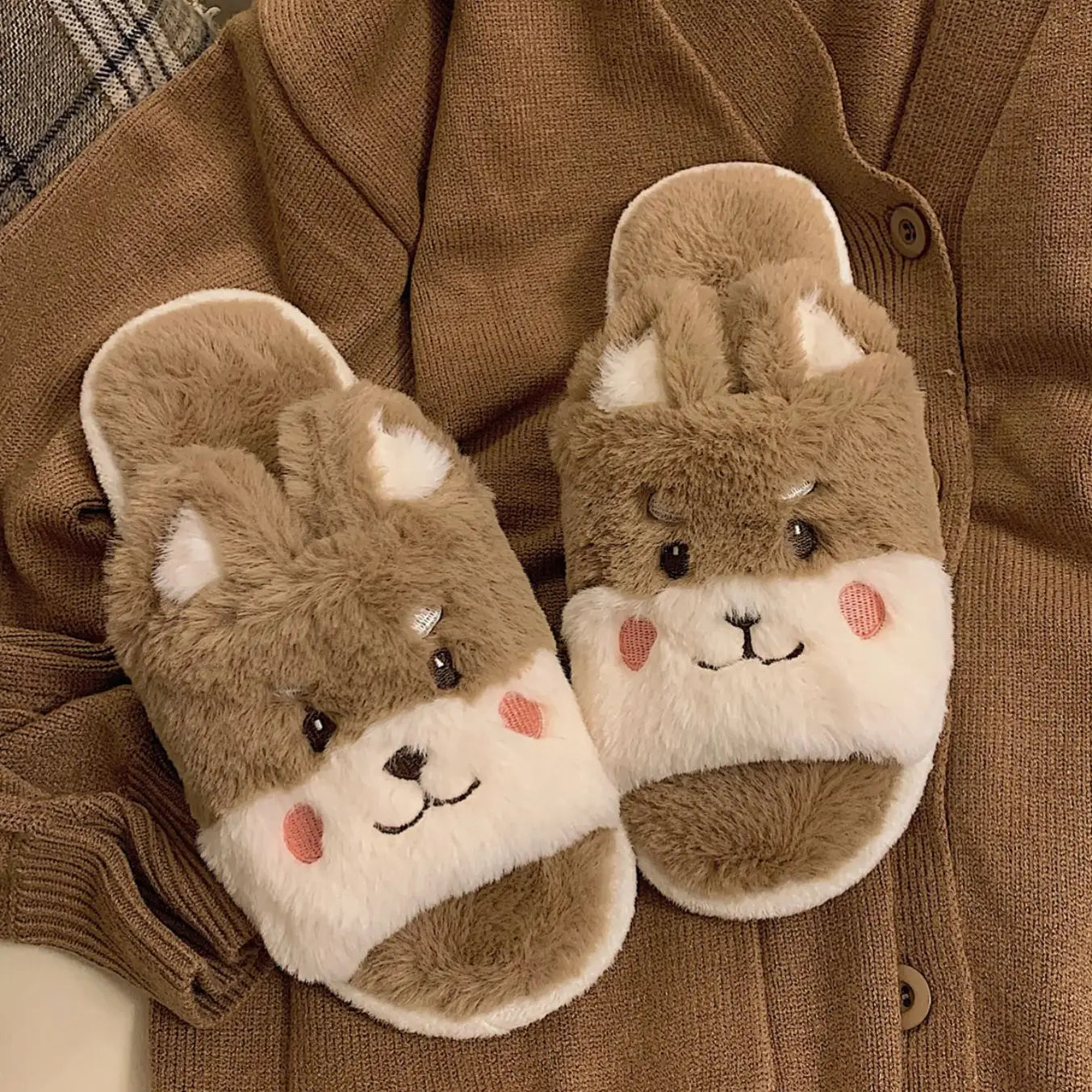 Fluffy Corgi Kawaii Slippers