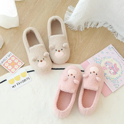 Comfy Pink Teddy Bear Kawaii Slippers