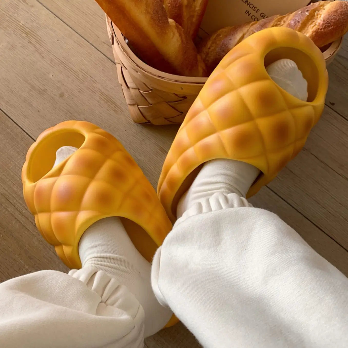 Yellow Melon Pan Kawaii Slippers
