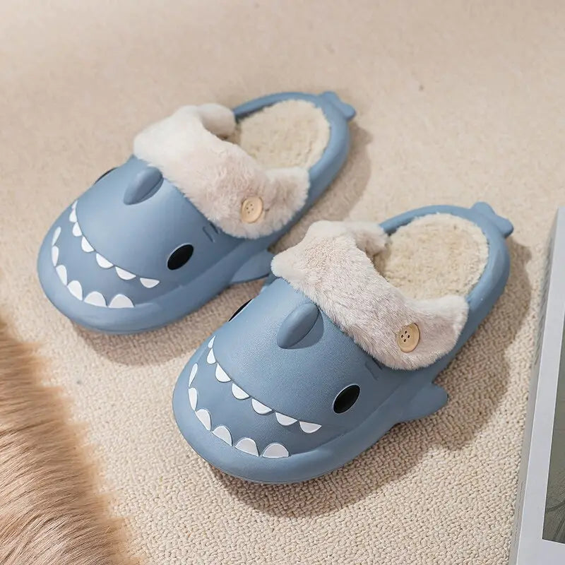 Cozy Blue Shark Kawaii Slippers