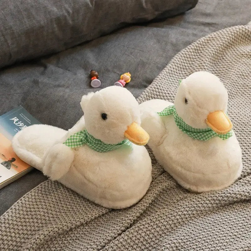 White Duck With Scarf Kawaii Slippers