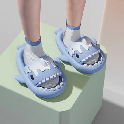 Blue Ice Cream Shark Kawaii Slippers