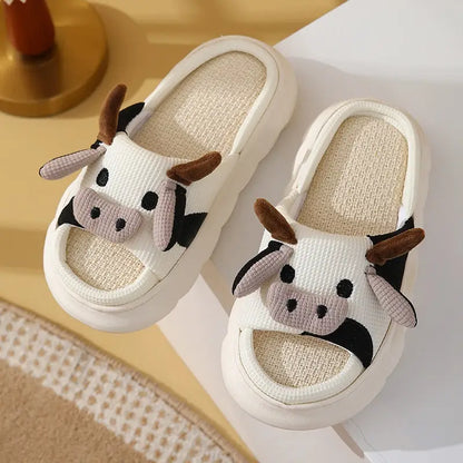 Cute White Cow Kawaii Slippers