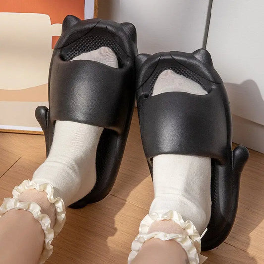 Black Cat Shaped Kawaii Slippers