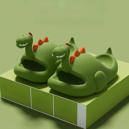 Dark Green 3D Dinosaur Kawaii Slippers