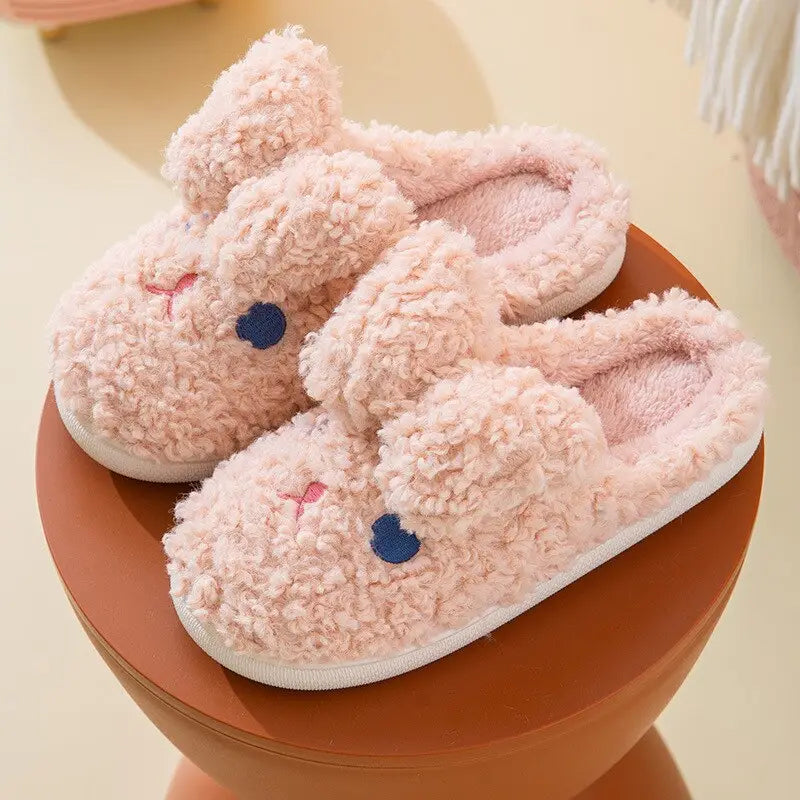 Fuzzy Pink Bunny Kawaii Slippers