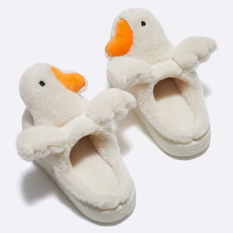 Winged White Duck Kawaii Slippers
