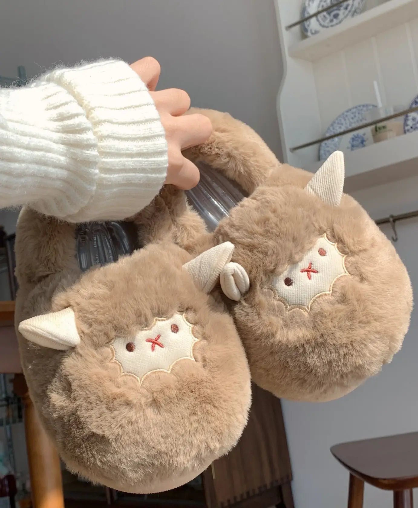 Cozy Brown Sheep Kawaii Slippers