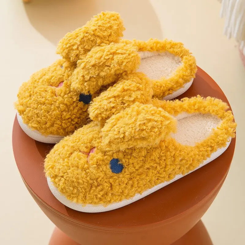 Fuzzy Yellow Bunny Kawaii Slippers