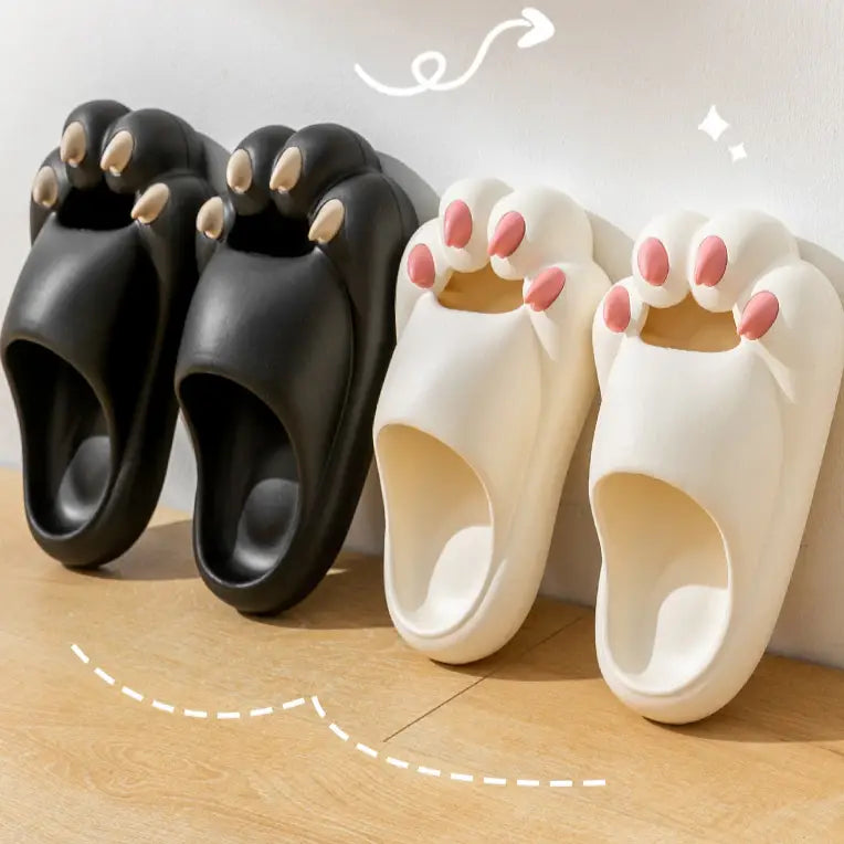 Cute White Kitty Claws Kawaii Slippers