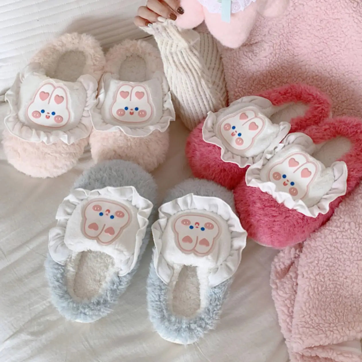 Shocking Pink Bunny Baby Bib Kawaii Slippers