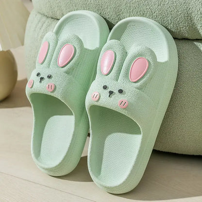 Cute Green Bunny Kawaii Slippers