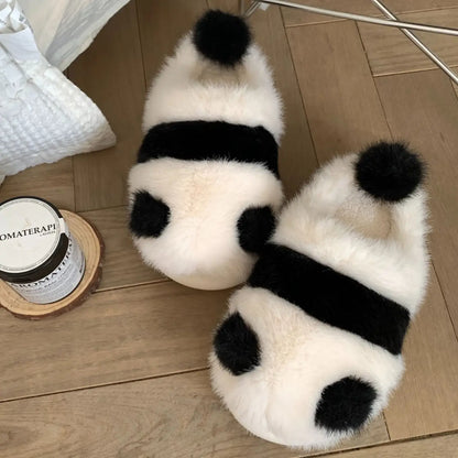 Fluffy Panda Shaped Kawaii Slippers