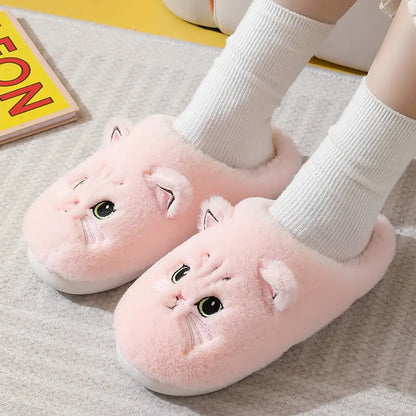 Cute Eyes Pink Kitty Kawaii Slippers