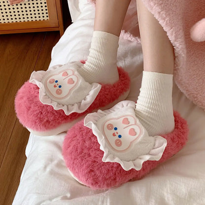 Shocking Pink Bunny Baby Bib Kawaii Slippers