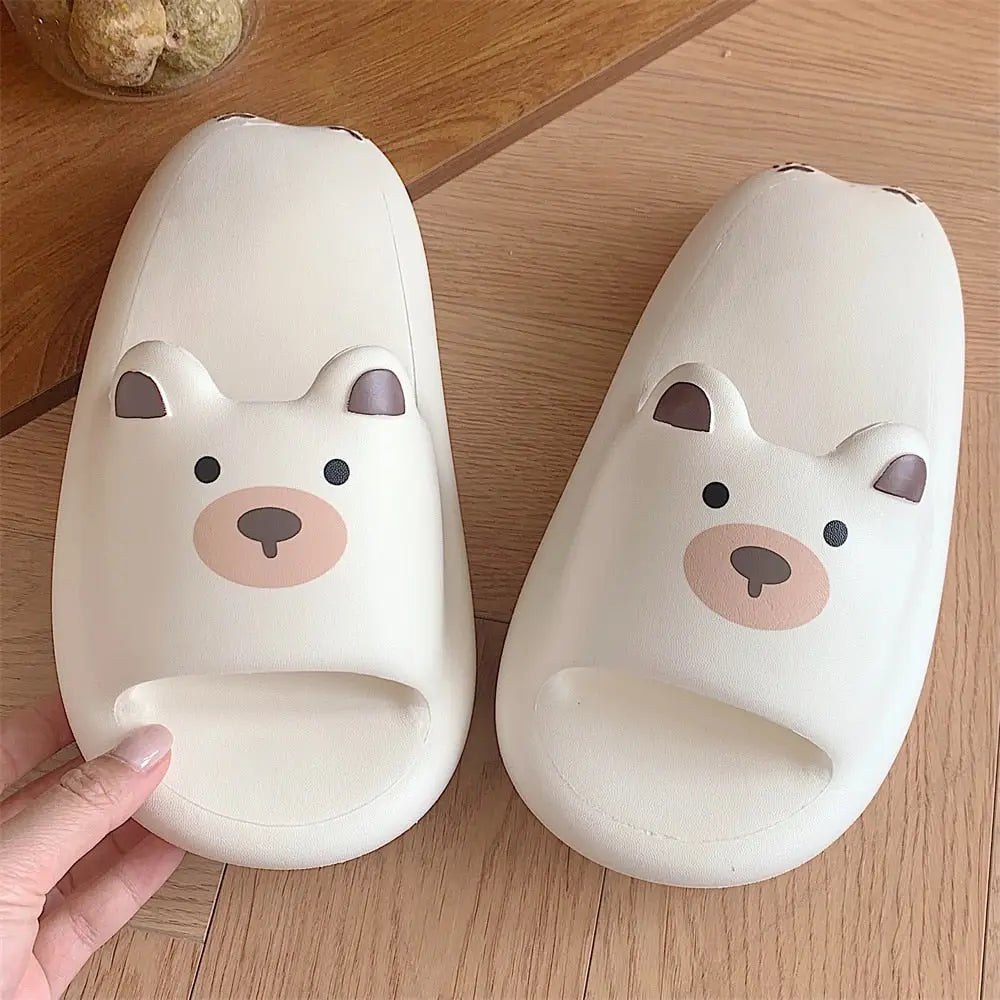 Comfy White Bear Face Kawaii Slippers