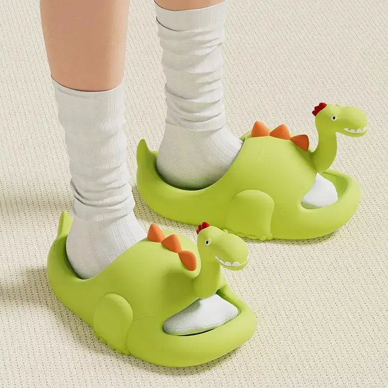Light Green 3D Dinosaur Kawaii Slippers