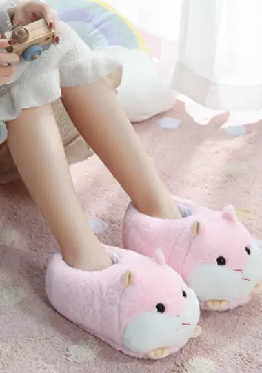 Comfy Pink Hamster Kawaii Slippers