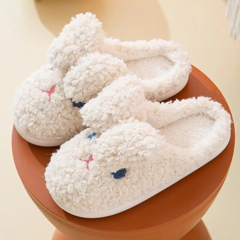 Fuzzy White Bunny Kawaii Slippers