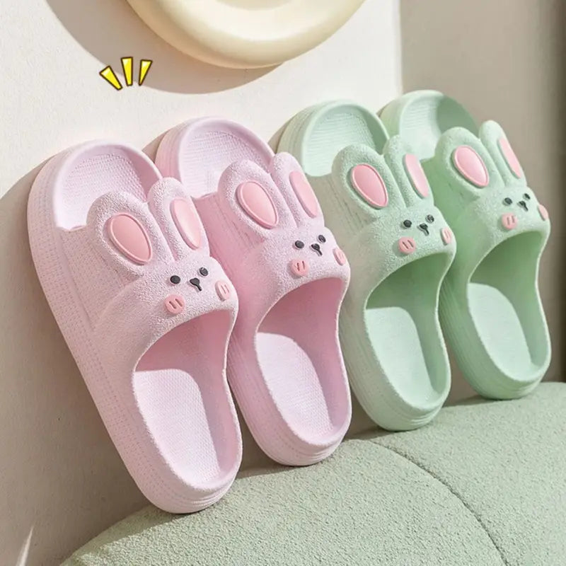 Cute Green Bunny Kawaii Slippers