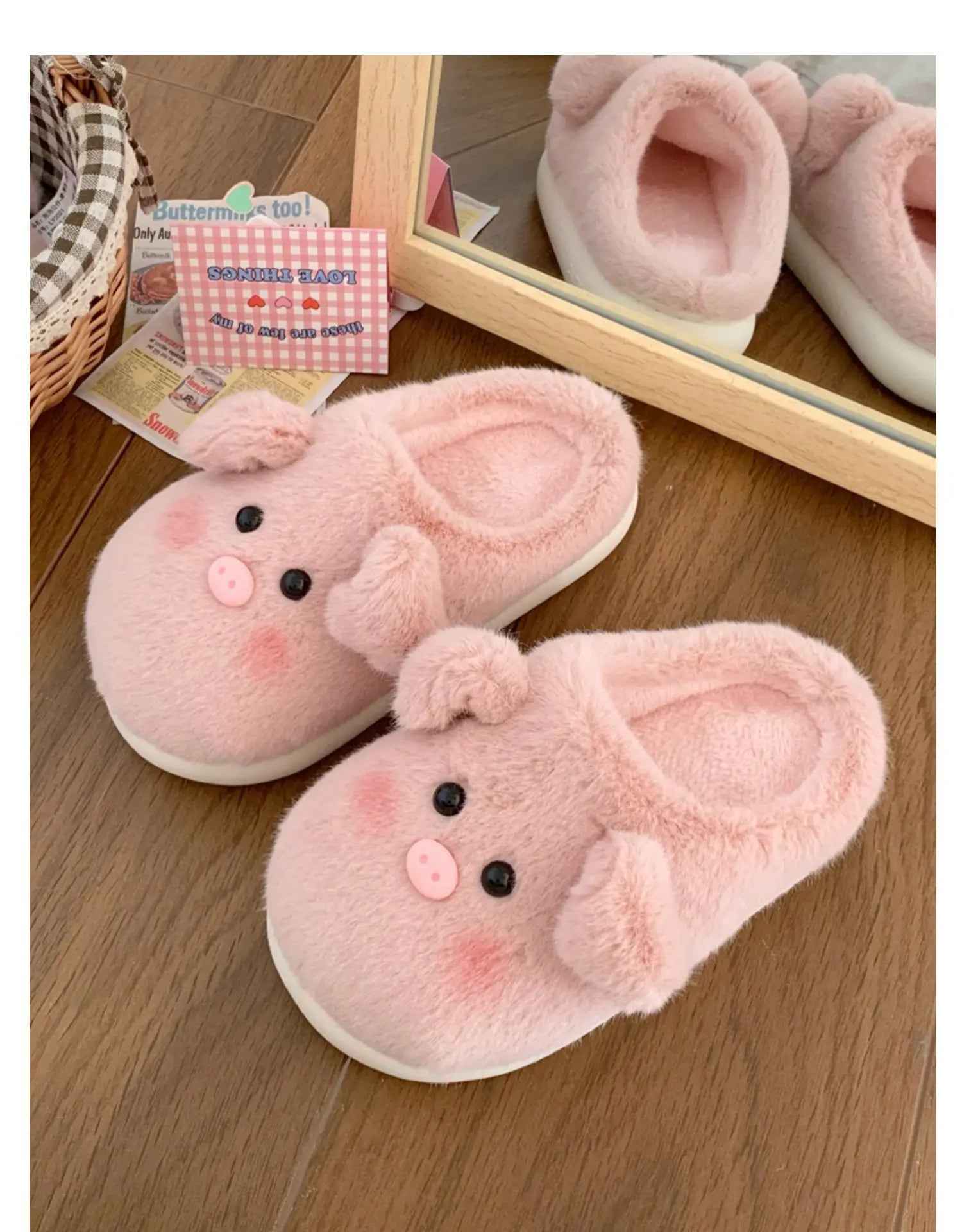Fluffy Pig Kawaii Slippers