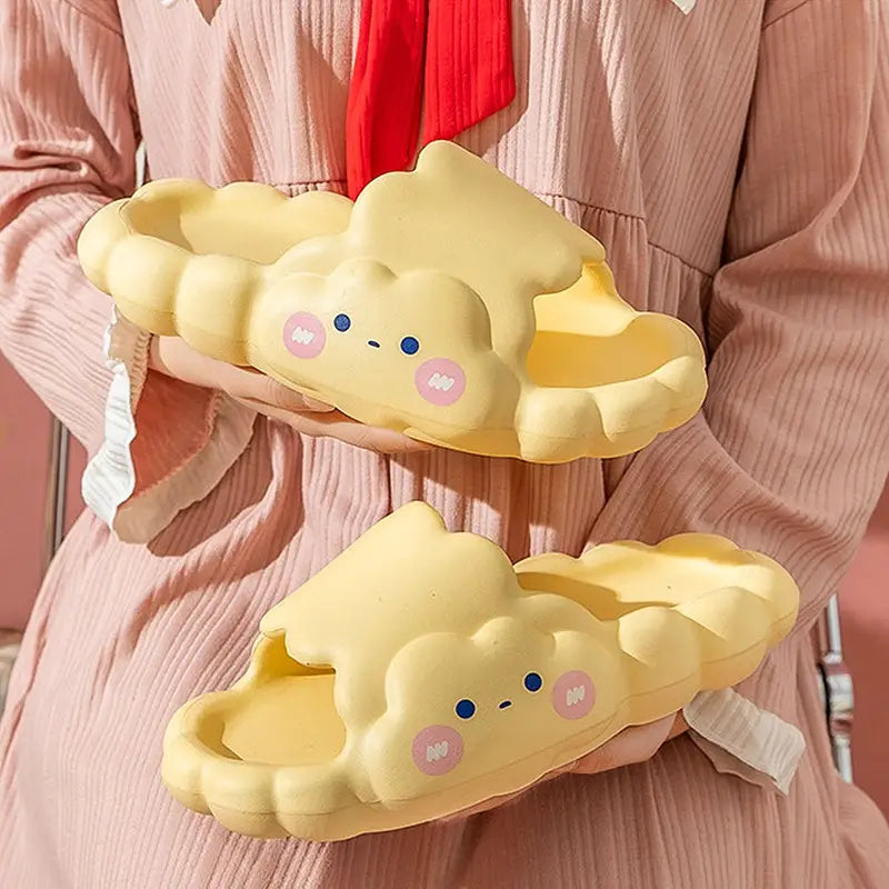 Cute Yellow Cloud Kawaii Slippers