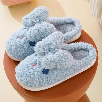 Fuzzy Blue Bunny Kawaii Slippers