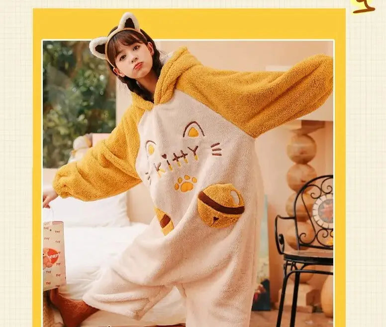 Yellow Kitty Kigurumi Onesie