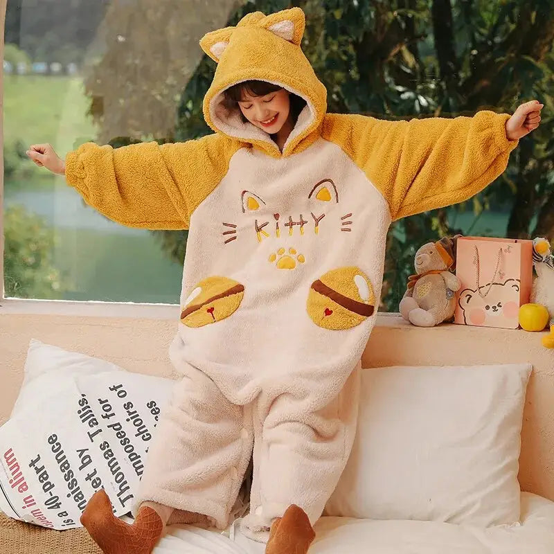 Yellow Kitty Kigurumi Onesie