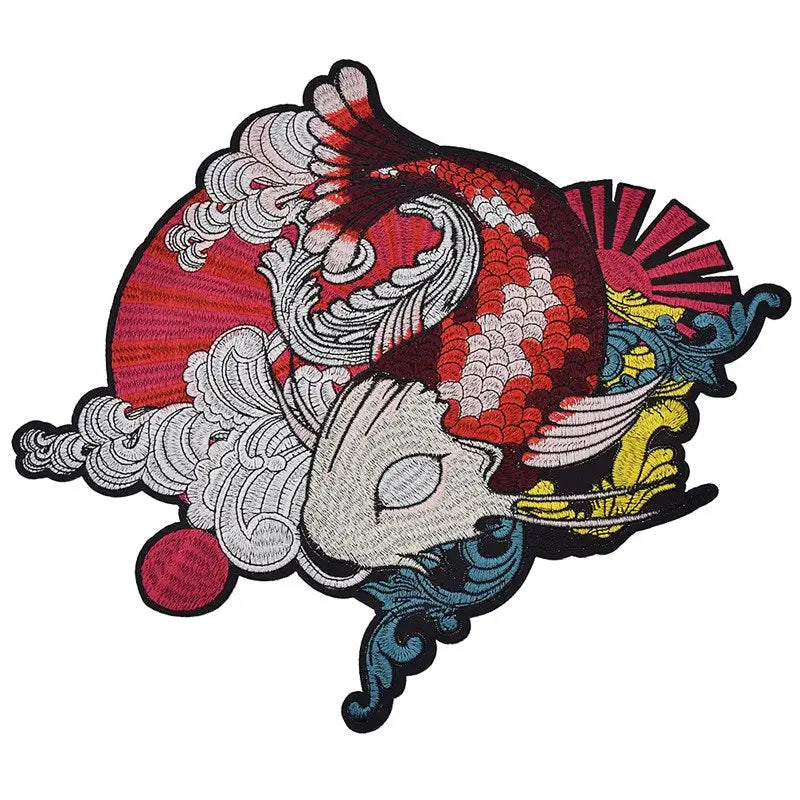 Koi Fish Rising Sun Patch