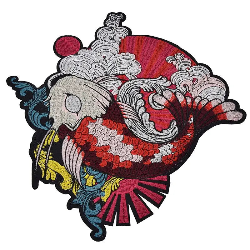 Koi Fish Rising Sun Patch